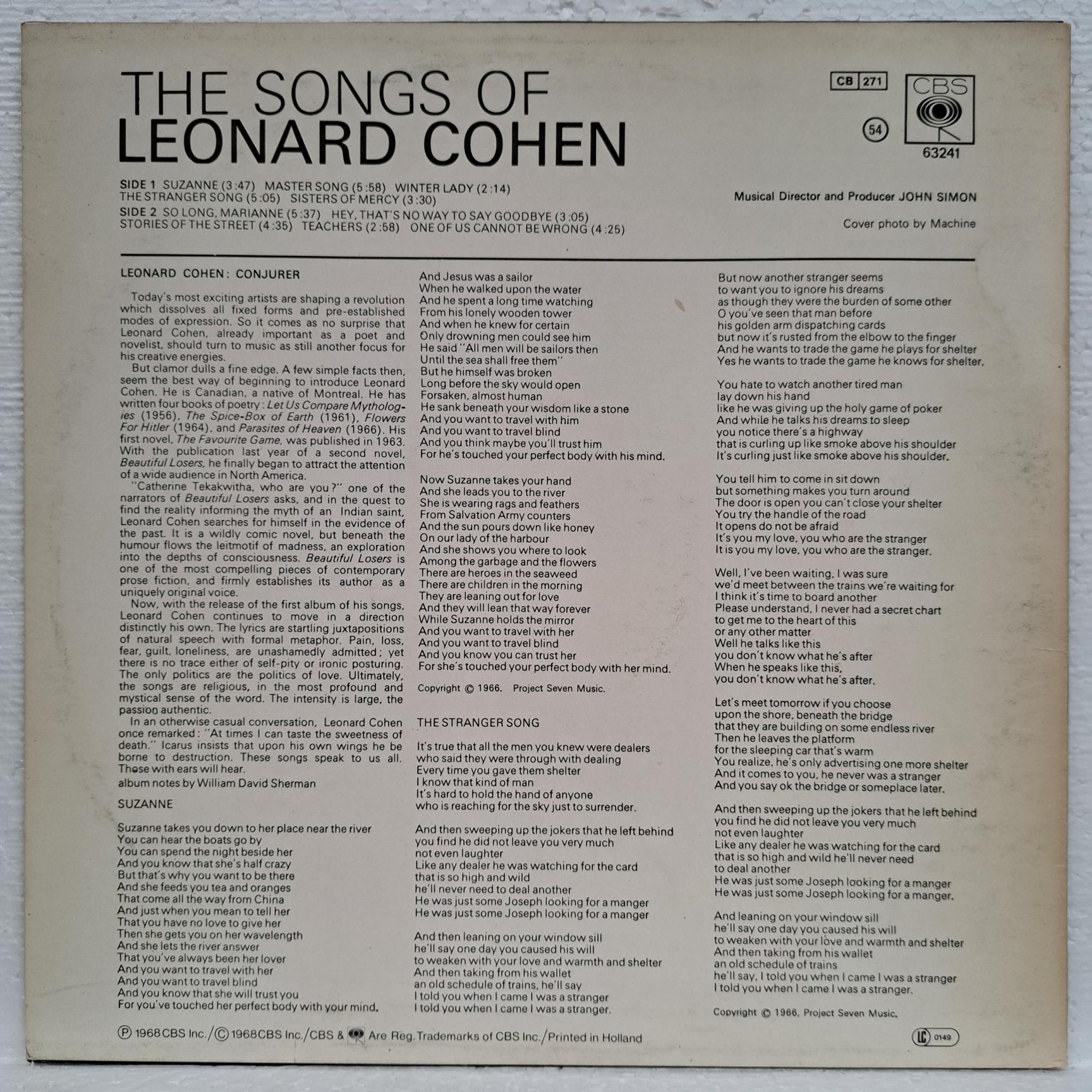 Leonard Cohen – Songs Of Leonard Cohen - Disc VINIL LP VG VG- - imagine 2