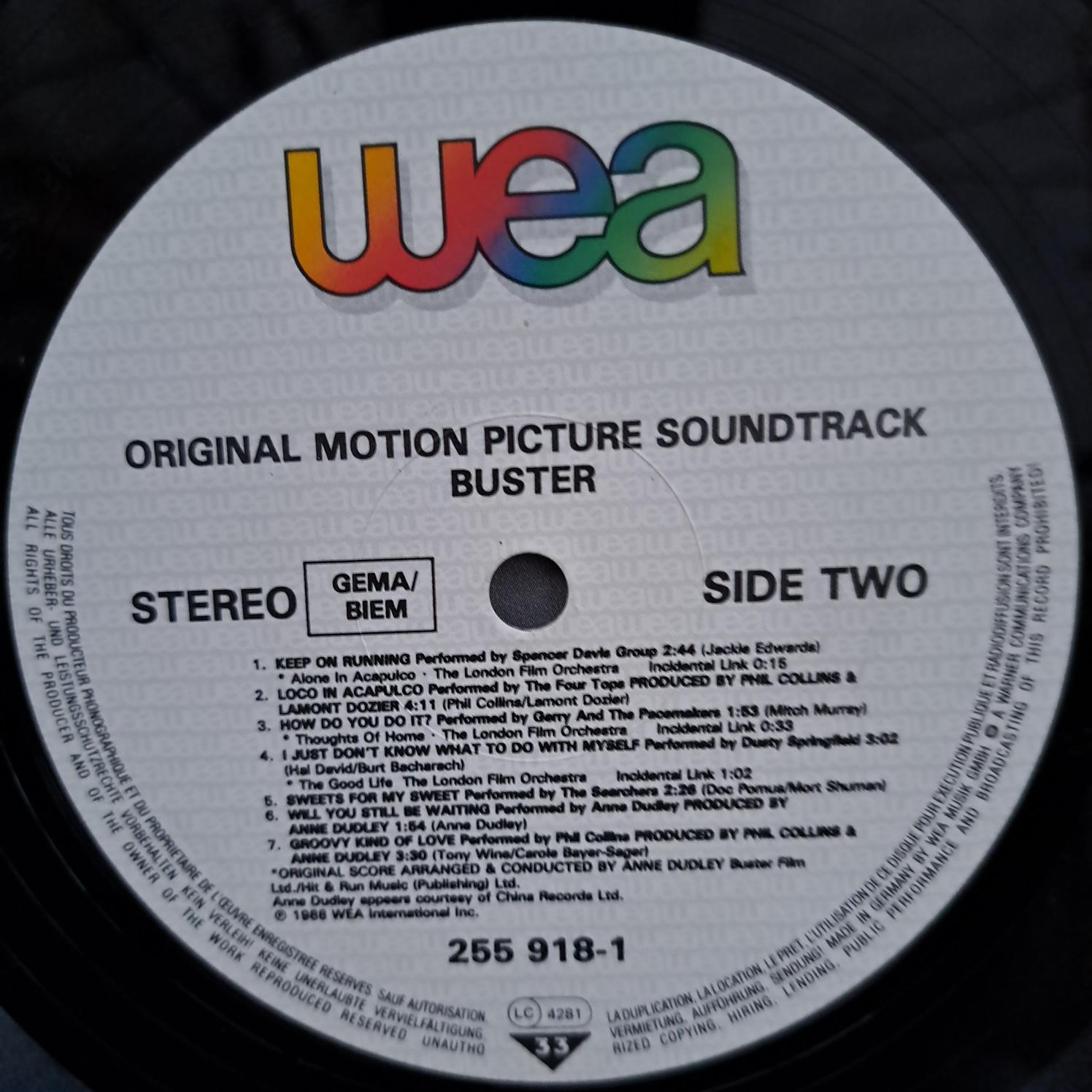 Buster - Original Motion Picture Soundtrack - Phil Collins, The London Film Orchestra, The Hollies, Dusty Springfield - Disc Vinil LP EX - imagine 2