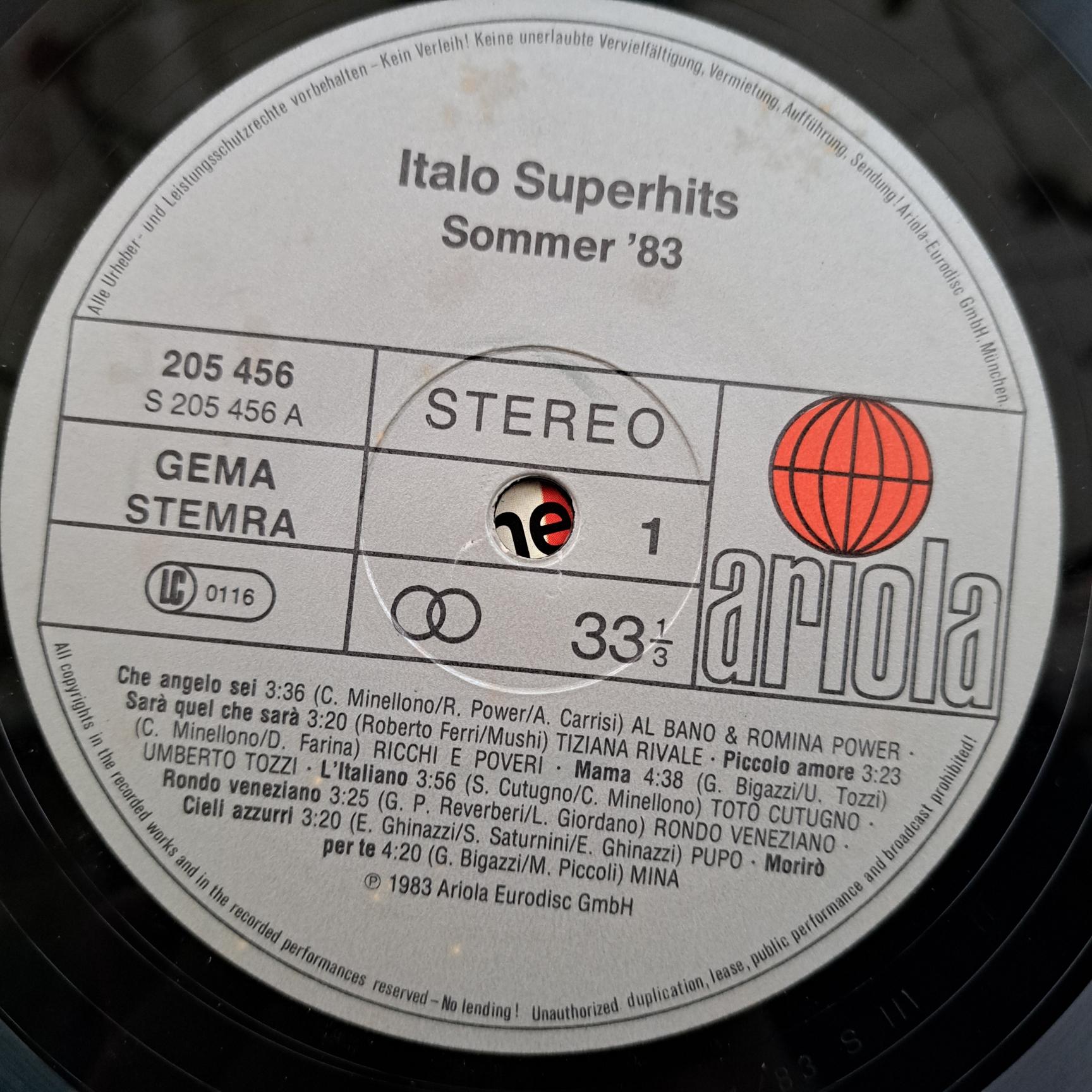 Italo Superhits Sommer '83 - Rondo Veneziano, Pupo,Al Bano & Romina Power, Adriano Celentano, Ricchi & Poveri, Toto Cutugno - Disc VINIL LP VG VG+ - imagine 3