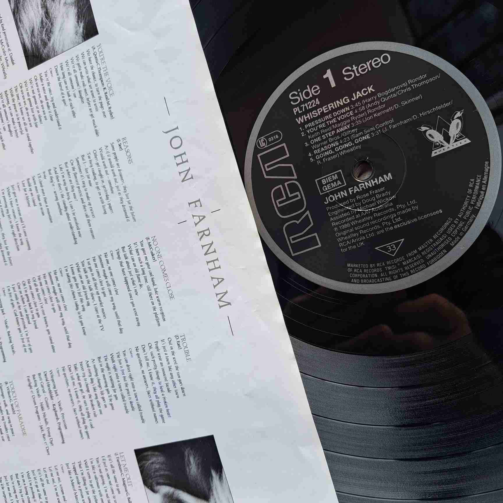 John Farnham – Whispering Jack - Disc VINIL LP VG+ - imagine 2