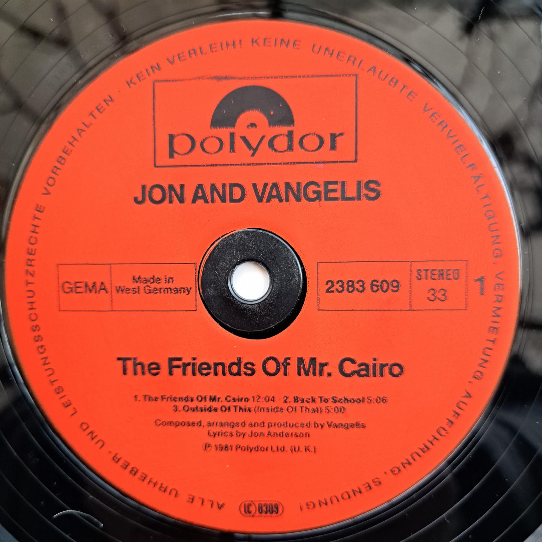 Jon & Vangelis – The Friends Of Mr. Cairo - Disc VINIL LP EX - imagine 3
