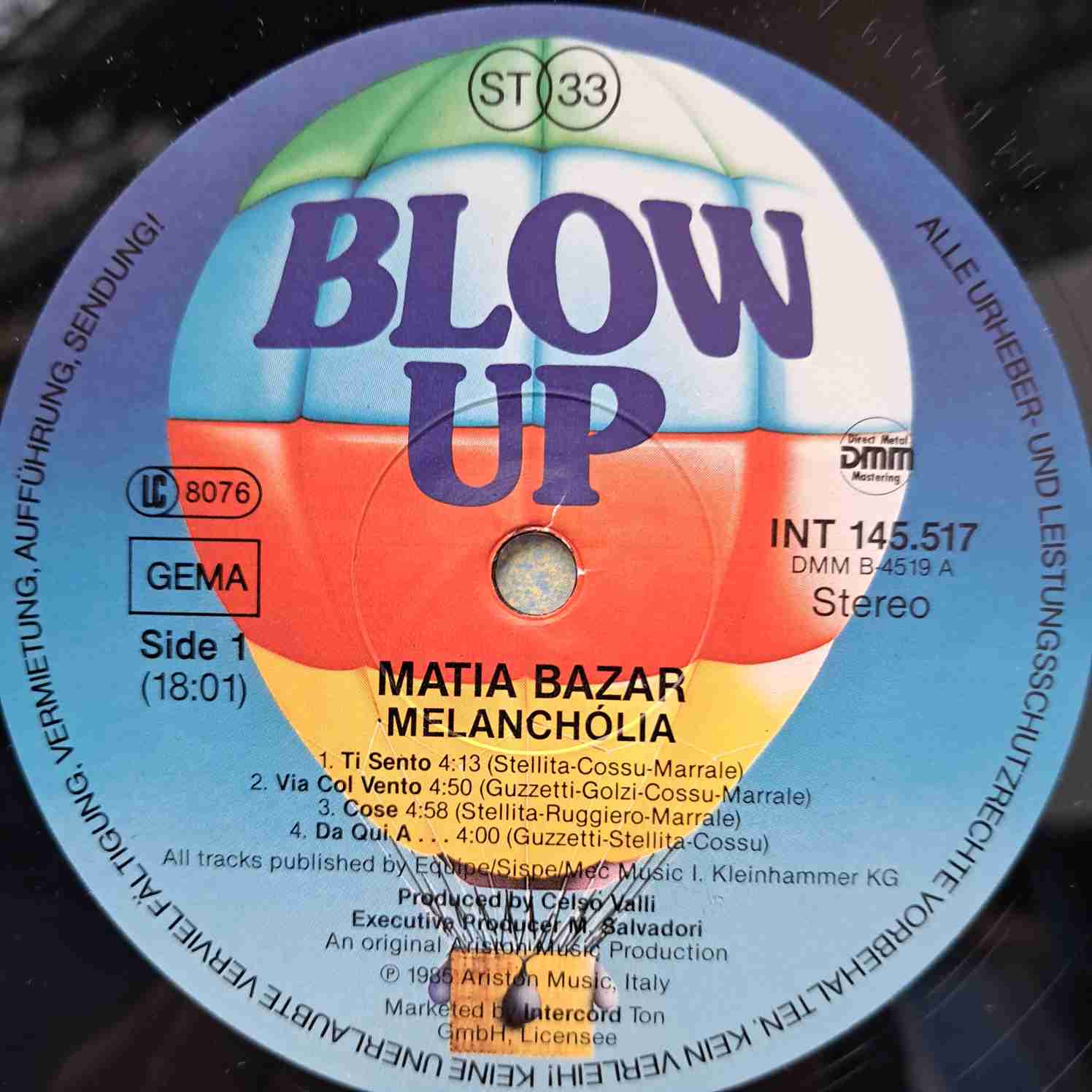 Matia Bazar – Melanchólia - Disc VINIL LP VG+ - imagine 2