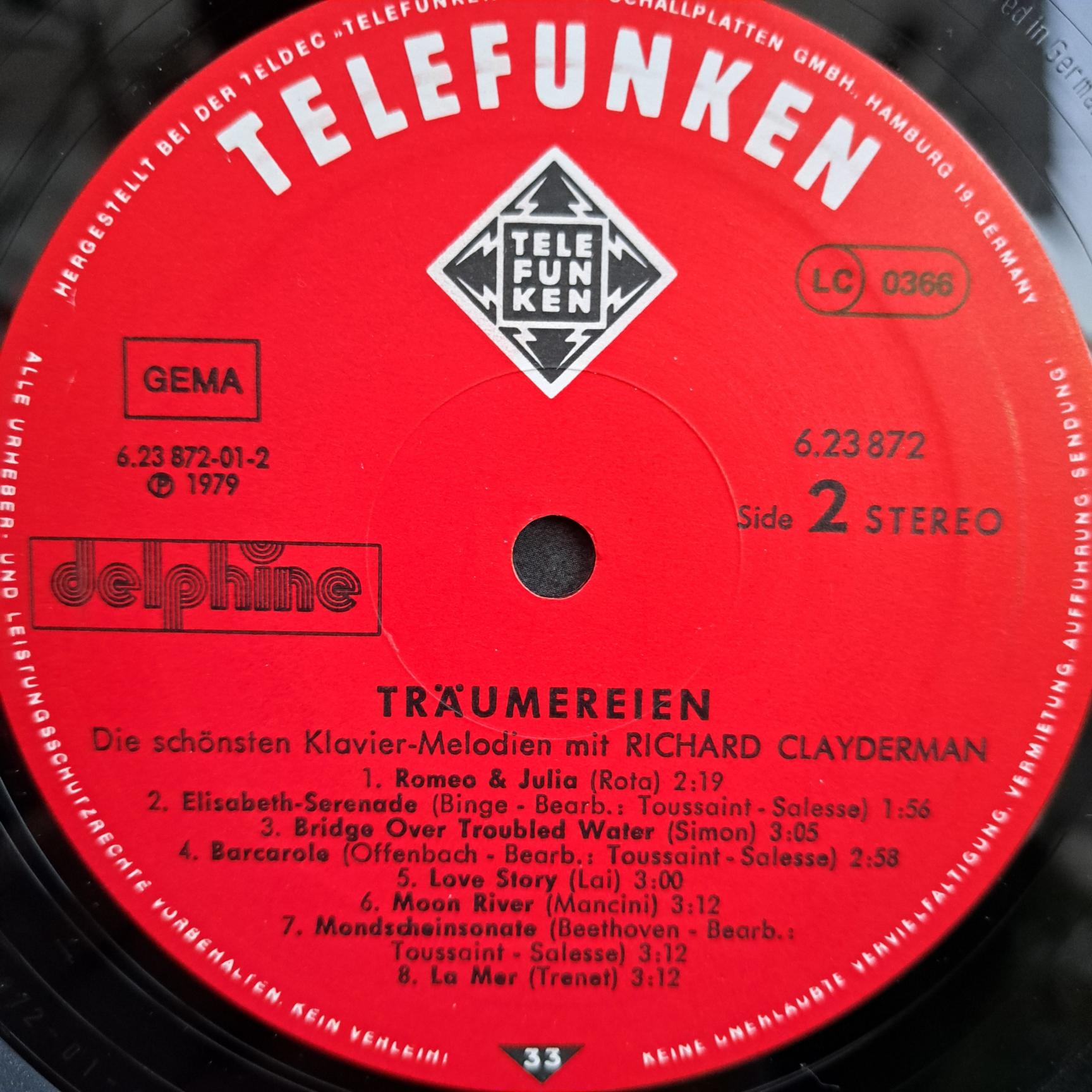 Richard Clayderman – Träumereien - Die Schönsten Klavier-Melodien Mit Richard Clayderman - Disc VINIL LP VG+ - imagine 2
