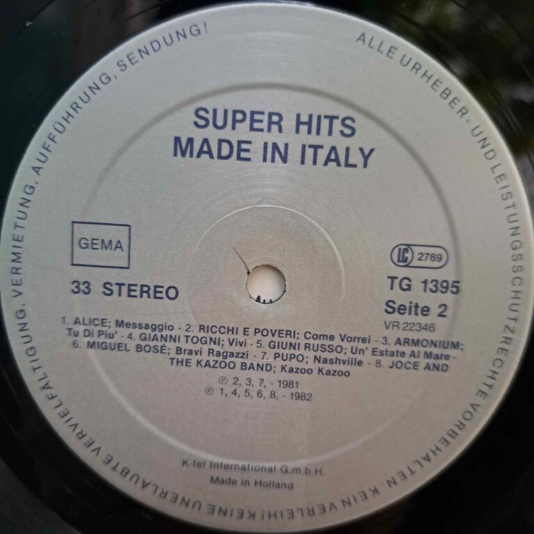 Super-Hits – Made In Italy – Ricchi E Poveri, Umberto Tozzi, Al Bano & Romina Power, Alice, Pupo - Disc Vinil LP VG - imagine 2