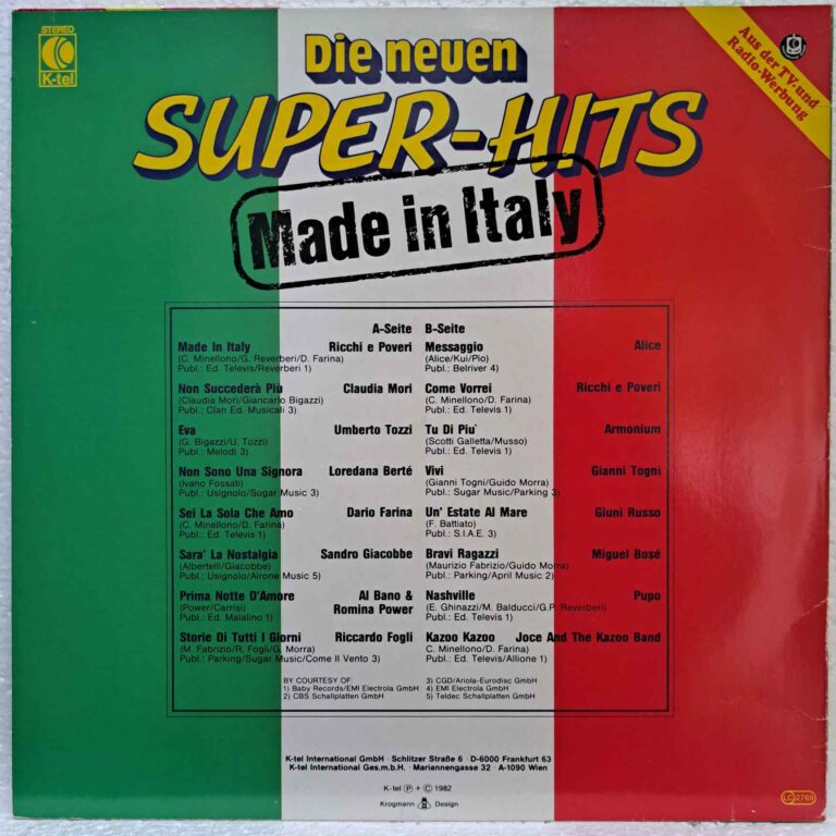 Super-Hits – Made In Italy – Ricchi E Poveri, Umberto Tozzi, Al Bano & Romina Power, Alice, Pupo - Disc Vinil LP VG - imagine 3