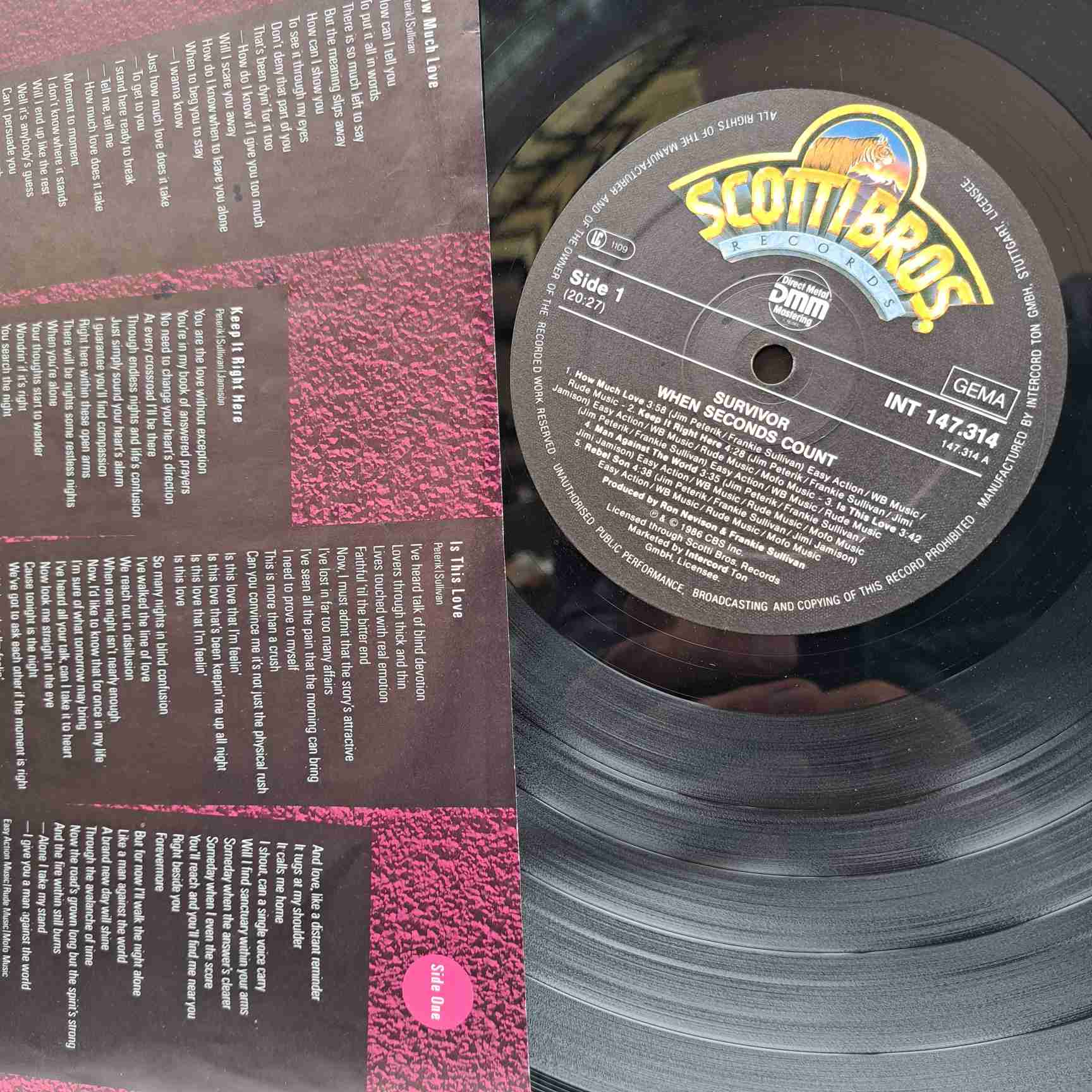 Survivor – When Seconds Count - Disc VINIL LP VG - imagine 2
