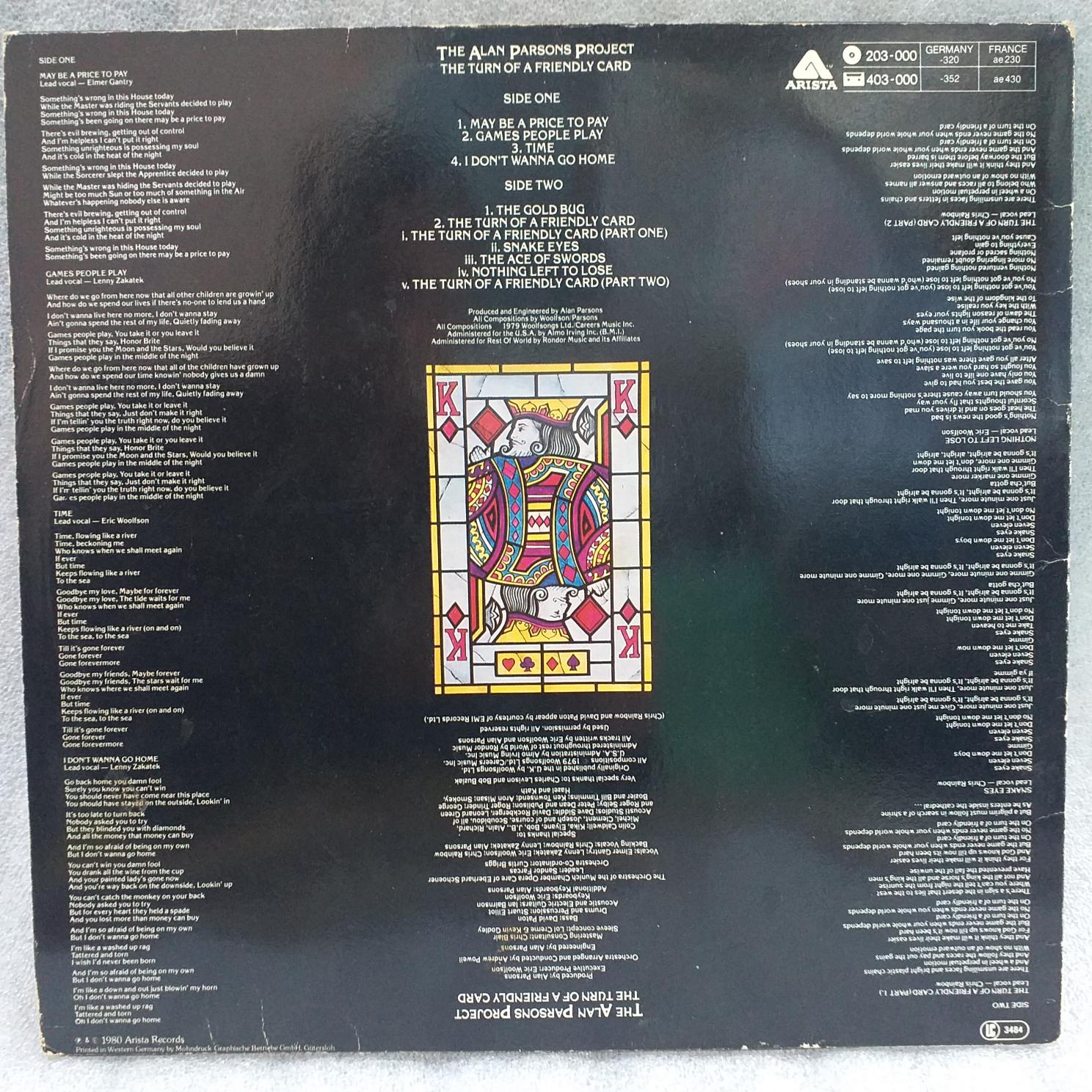 The Alan Parsons Project – The Turn Of A Friendly Card - Disc VINIL VG - imagine 2
