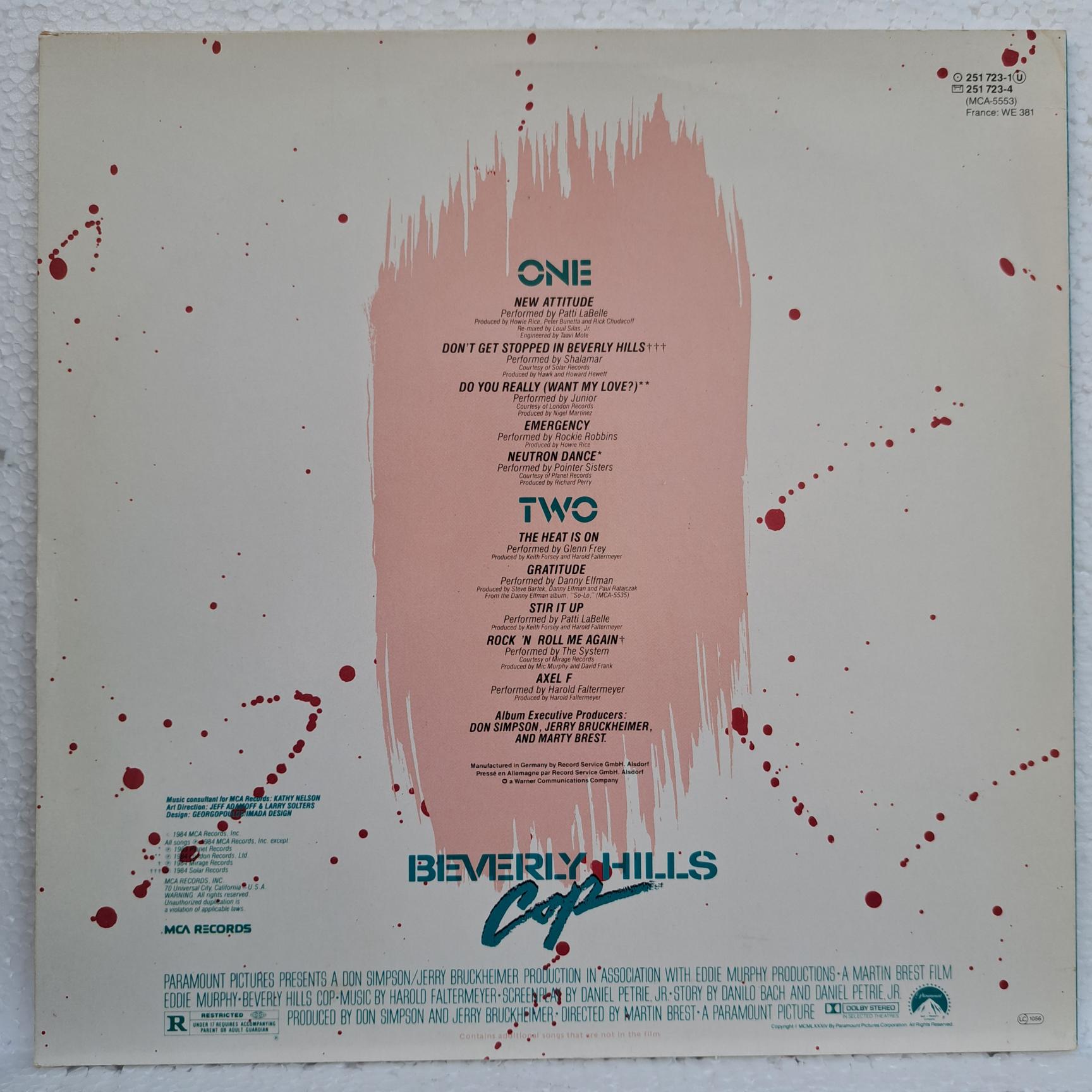 Beverly Hills Cop (Music From The Motion Picture Soundtrack) - Disc VINIL LP VG+ - imagine 3