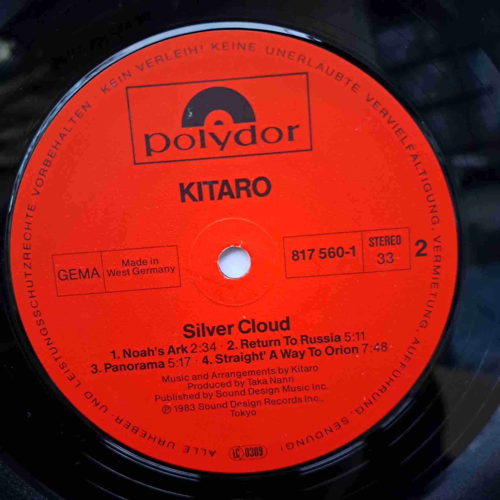 Kitaro – Silver Cloud - Disc Vinil LP VG+ - imagine 3