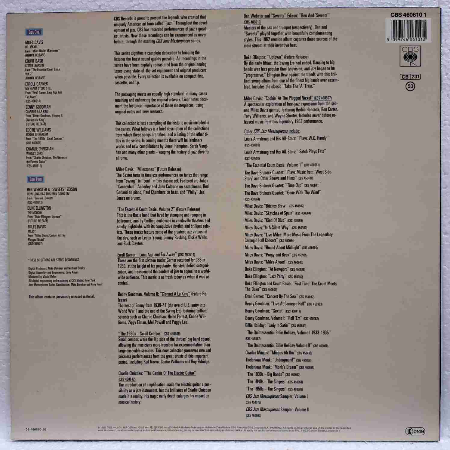 CBS Jazz Masterpieces - Sampler Volume III – Disc Vinil LP - imagine 3