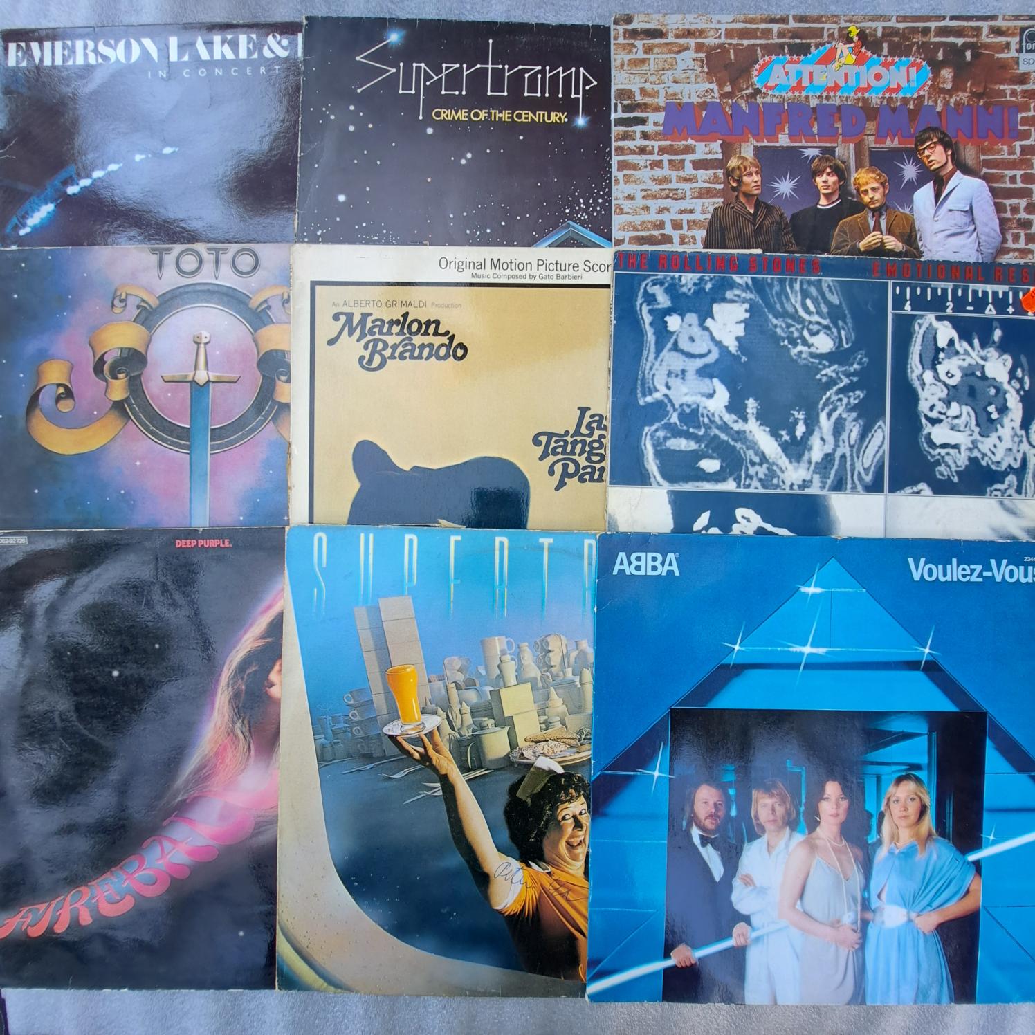 Abba - Deep Purple - Supertramp - Toto - Emerson lake P. - Rolling S. .... Disc VINIL LP VG VG - (box8:1) LOT 9 ALBUME