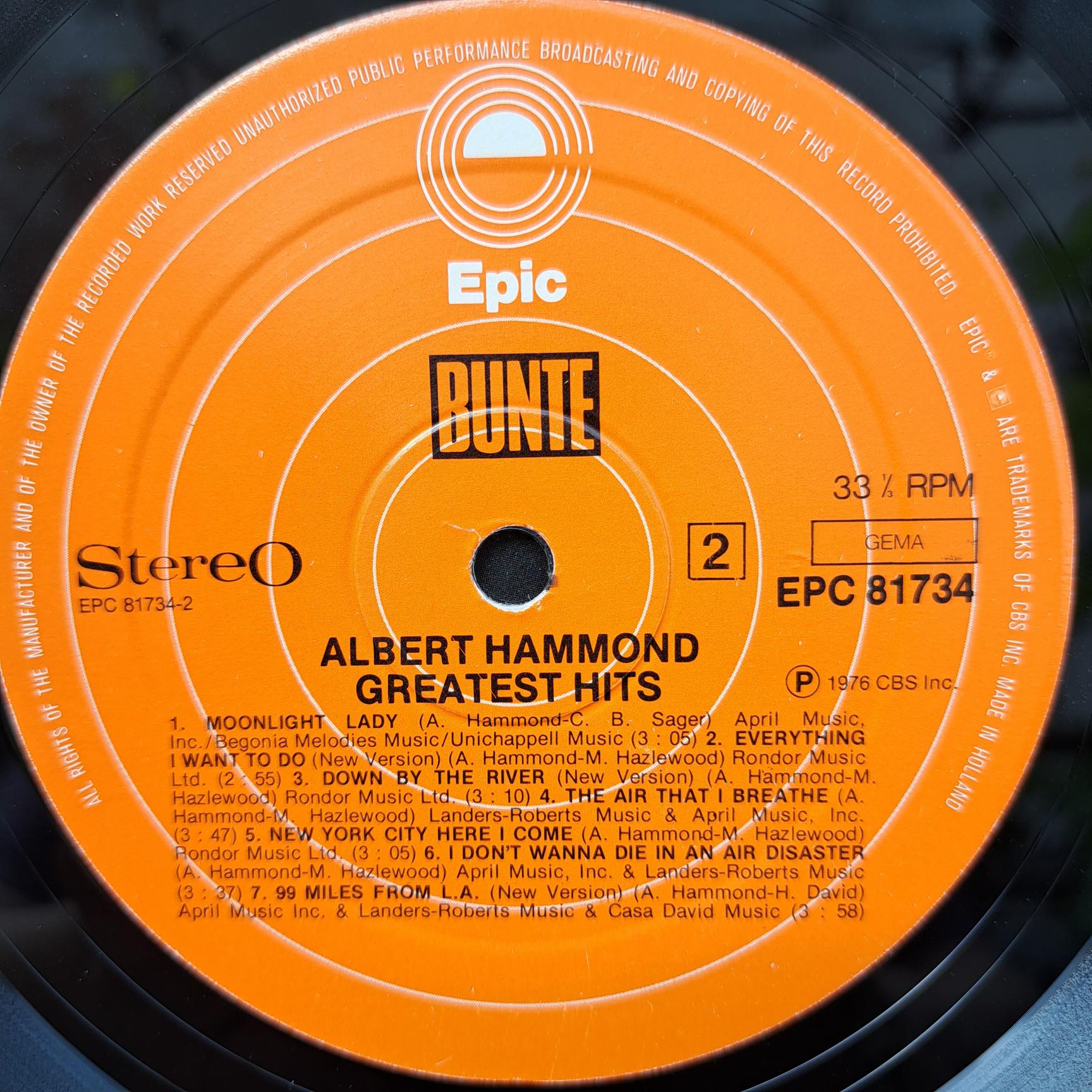 Albert Hammond – Greatest Hits Disc VINIL LP VG+ (box8) - imagine 2