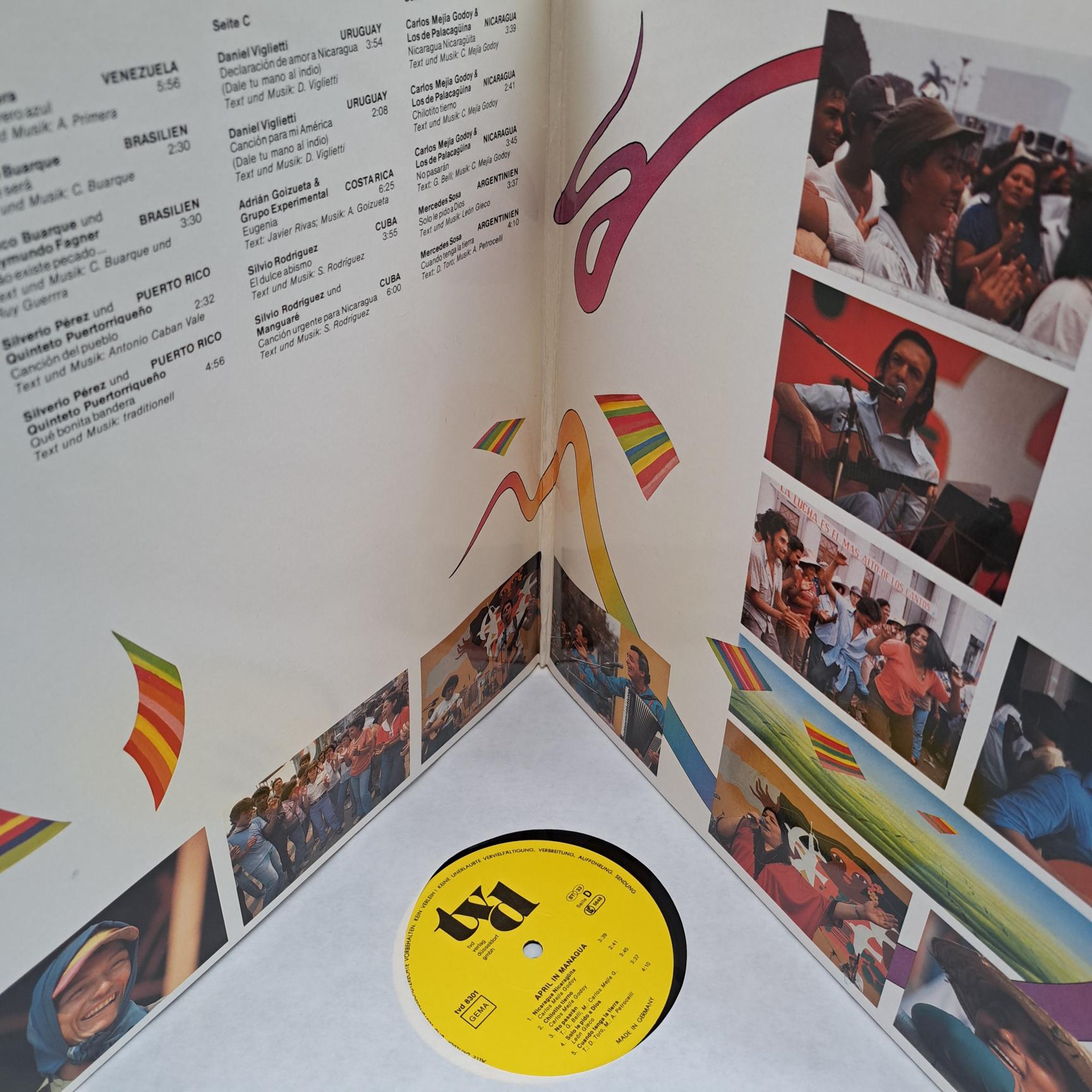 April In Managua – Disc VINIL LP VG+ (box6) - Luis Rico, Ali Primera, Chico Buarque, Mercedes Sosa, Silvio Rodríguez - imagine 3