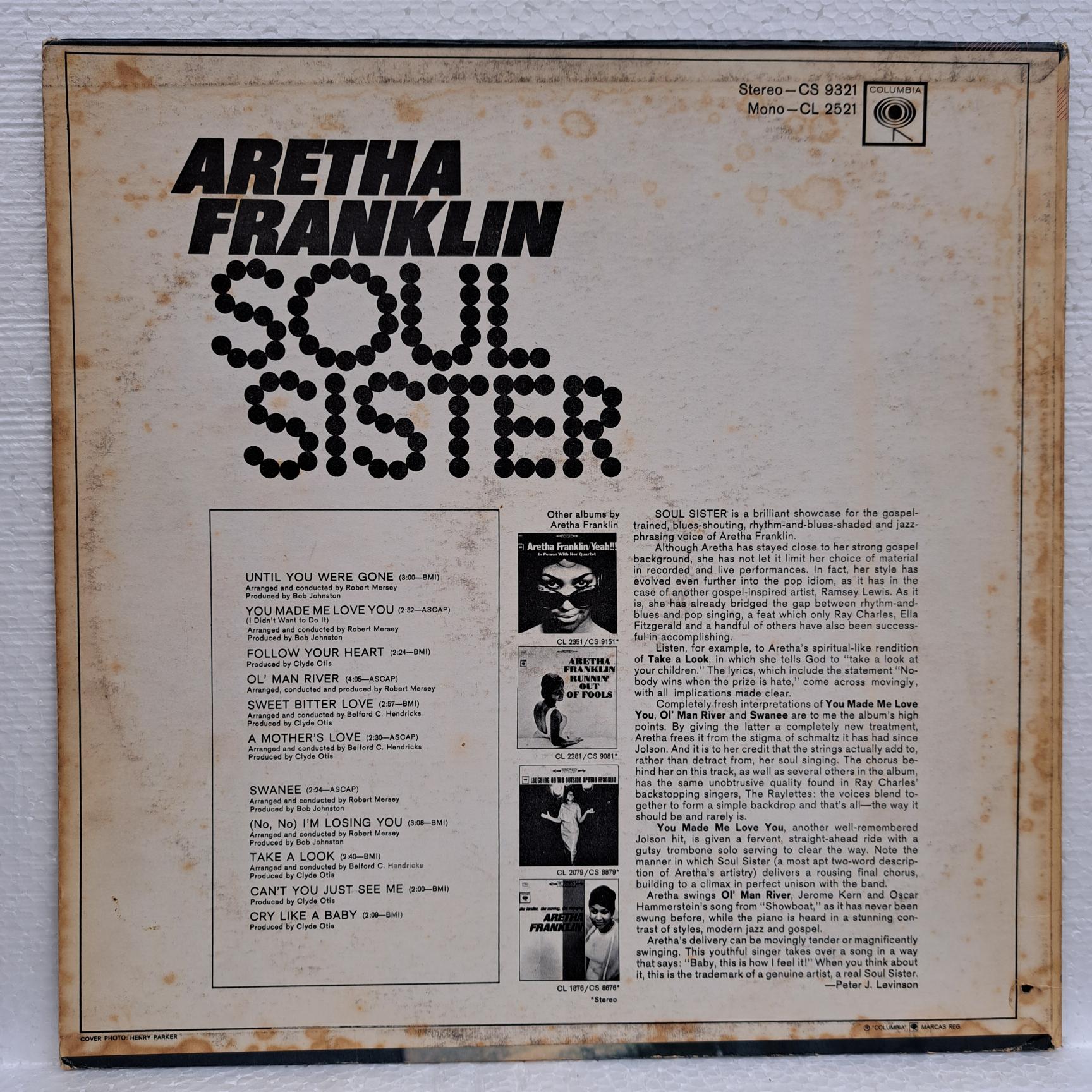 Aretha Franklin – Soul Sister Disc VINIL LP VG - imagine 2