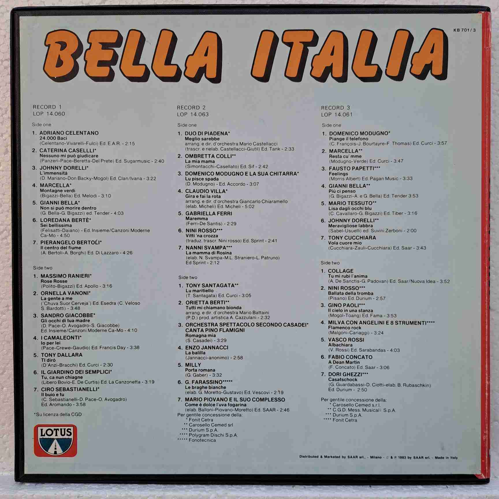 Bella Italia Disc Vinil 3LP BOX SET VG+ (boxC) - imagine 2