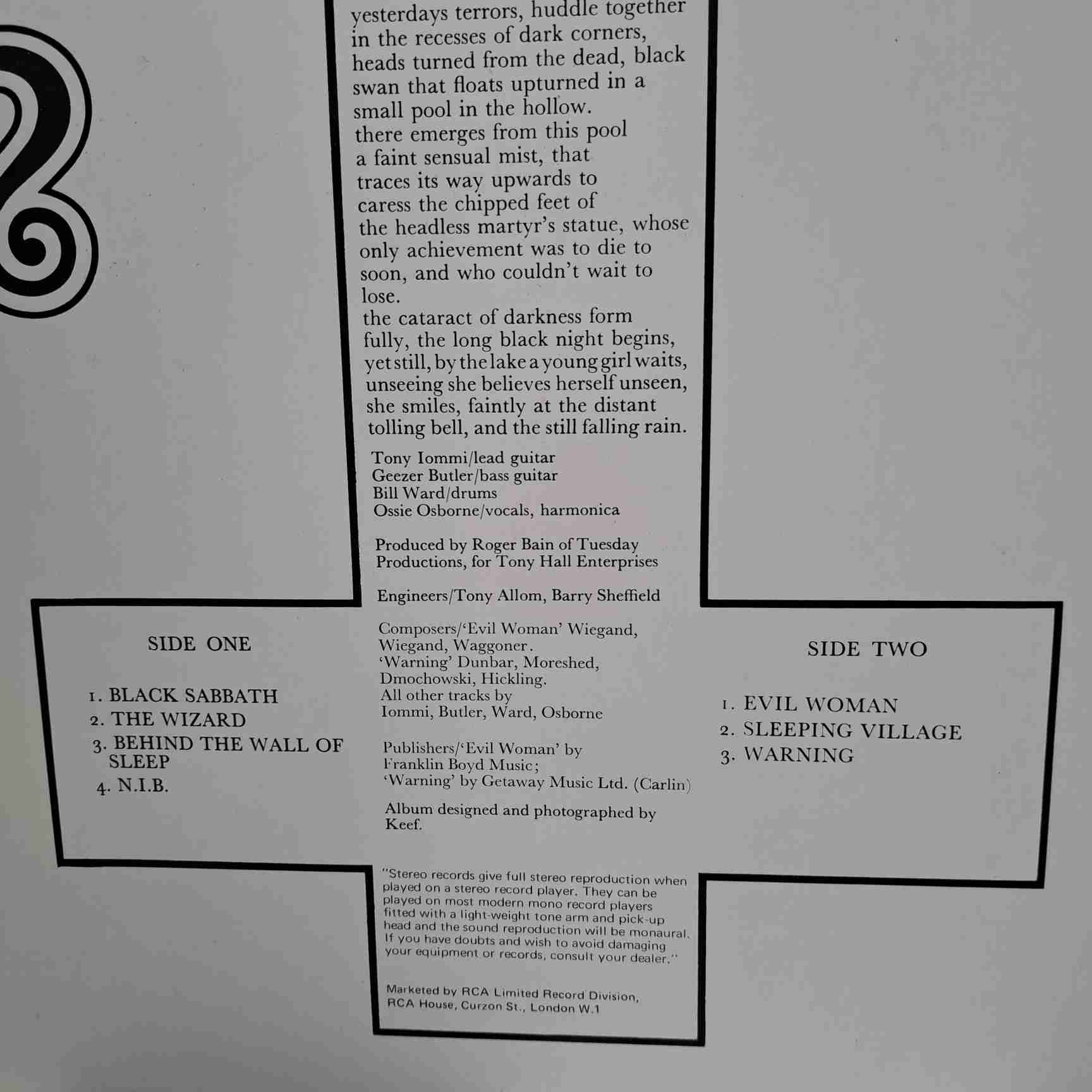 Black Sabbath – Black Sabbath Disc VINIL LP VG+ - imagine 3