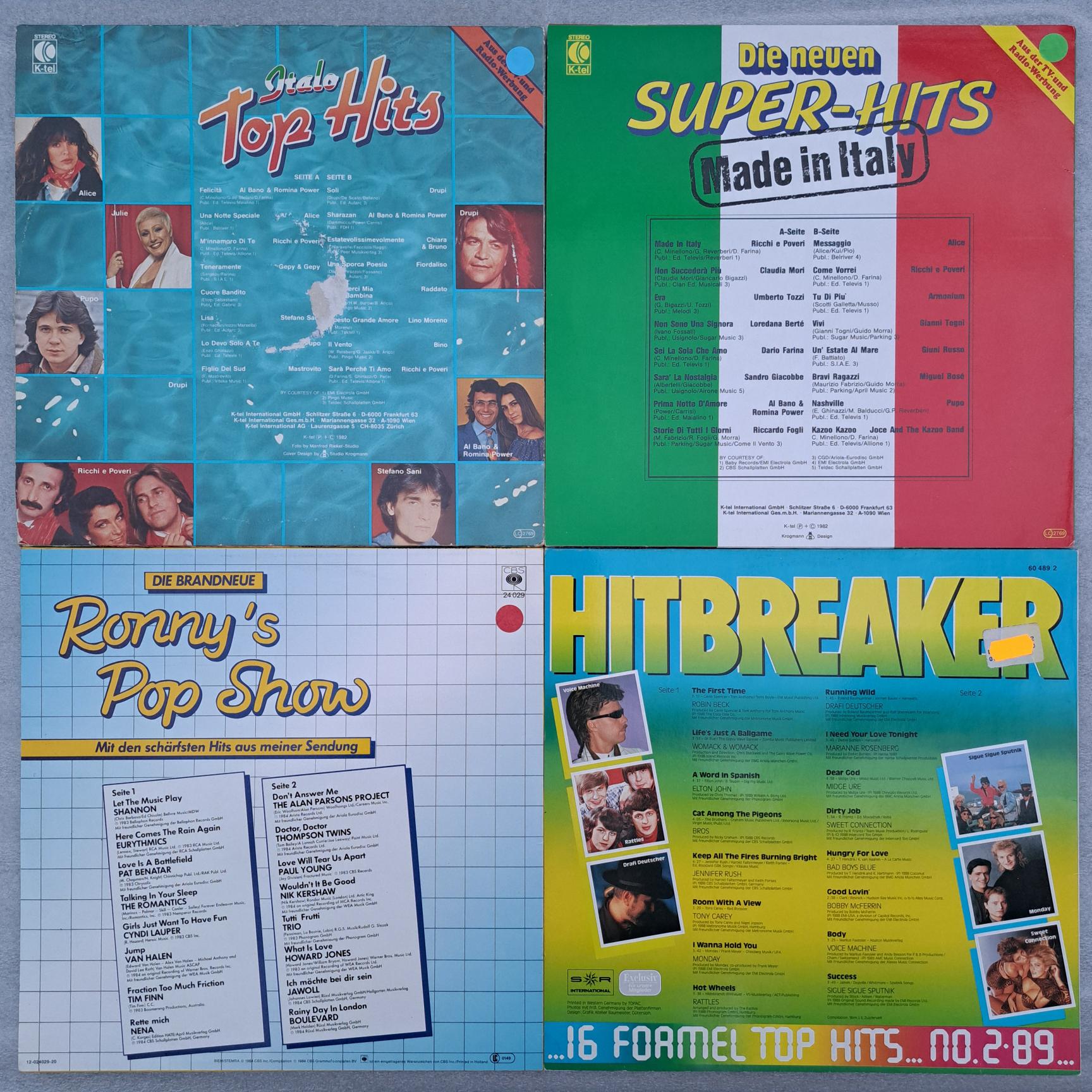 4 Compilatii 2x Italiana - Hitbreaker - Ronny’s Pop Show Disc VINIL LP VG VG+ vg- (box5:6) - imagine 2