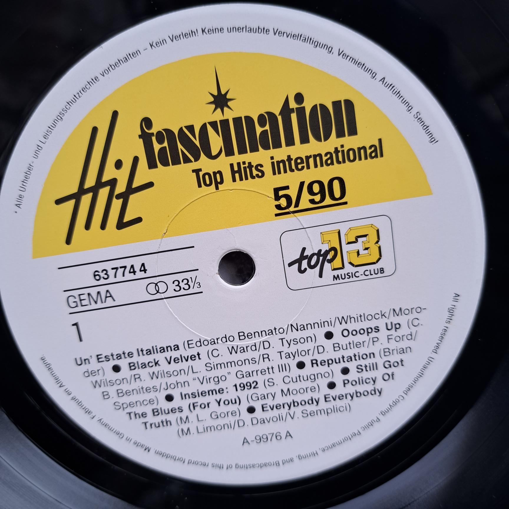 MC Sar & The Real McCoy, Guru Josh, Roxette, Toto Cutugno, Hit Fascination 5/90 Disc VINIL VG VG- Edoardo Bennato & Gianna Nannini, Snap, Black Box, Depeche mode, Alannah Myles - imagine 3