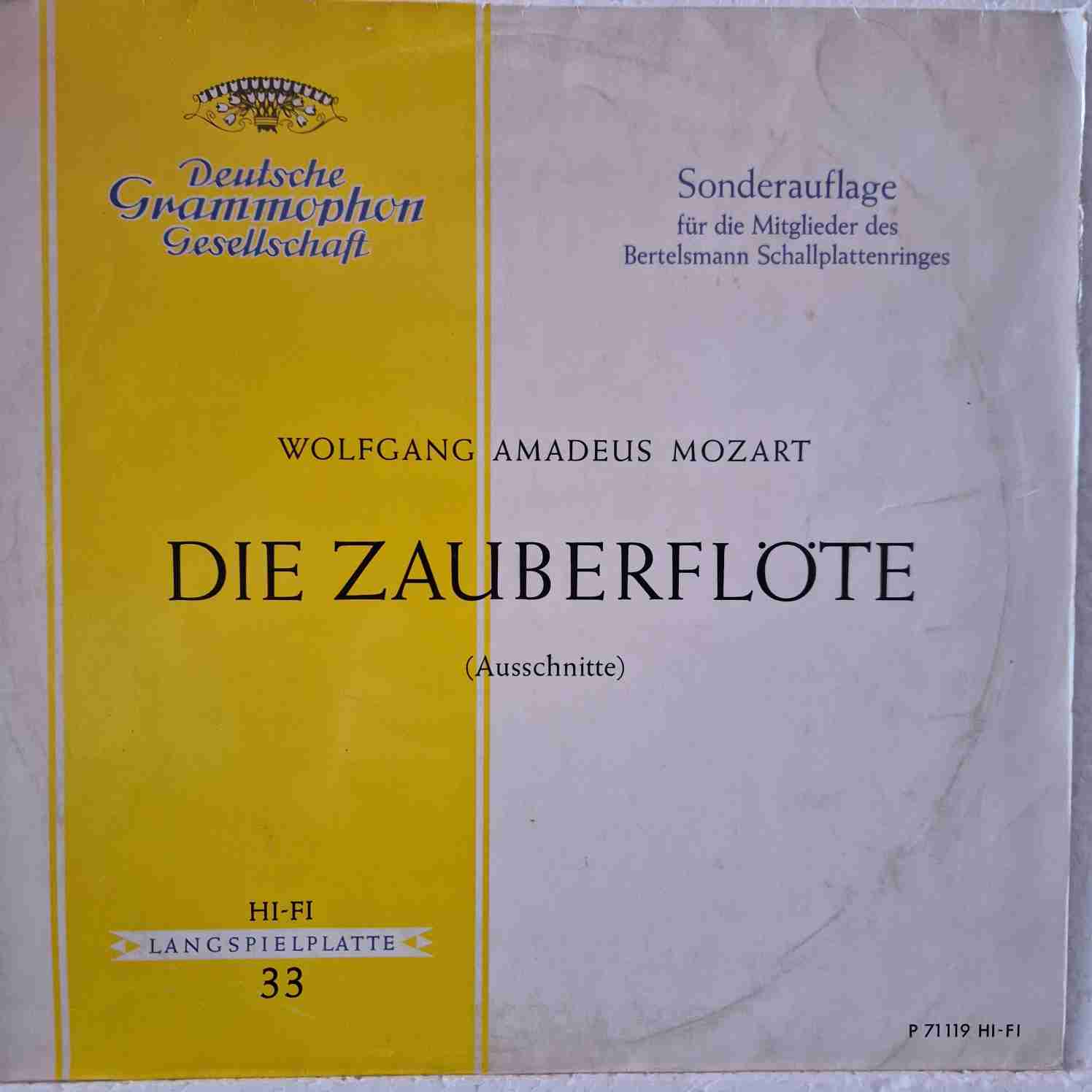 Ferenc Fricsay - Wolfgang Amadeus Mozart - RIAS Symphonie-Orchester Berlin – Die Zauberflöte (Ausschnitte) Disc vinil LP