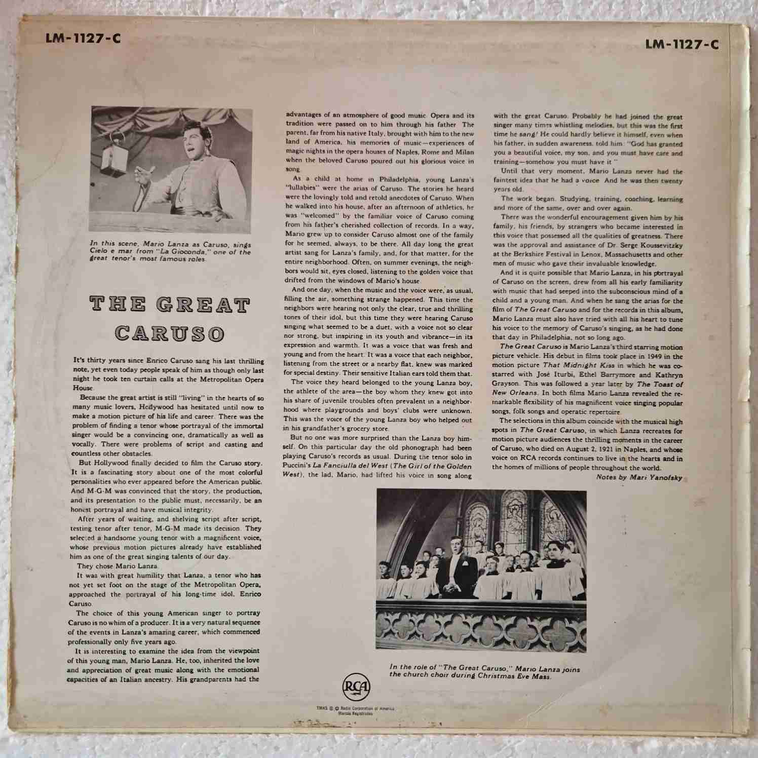 Mario Lanza – The Great Caruso Disc vinil LP - imagine 2