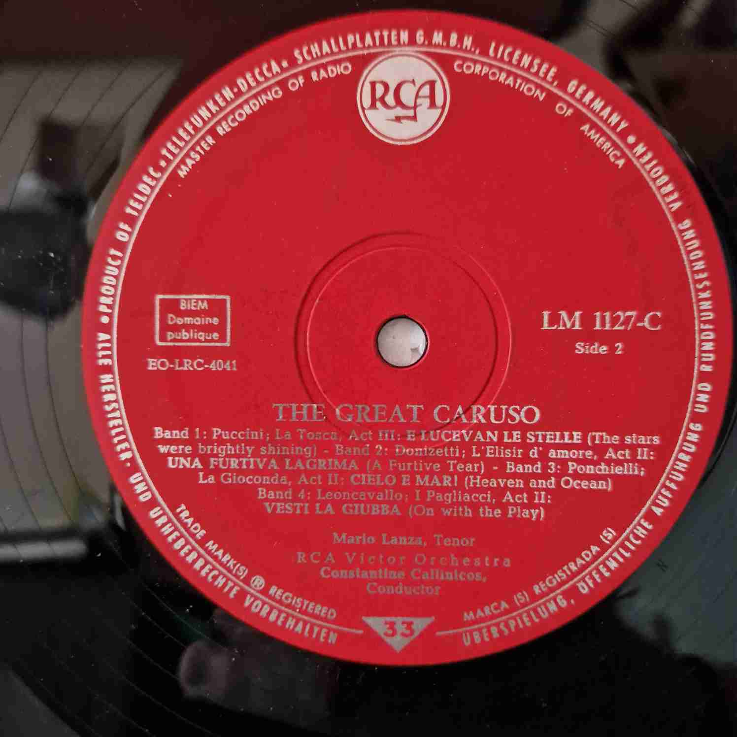 Mario Lanza – The Great Caruso Disc vinil LP - imagine 3