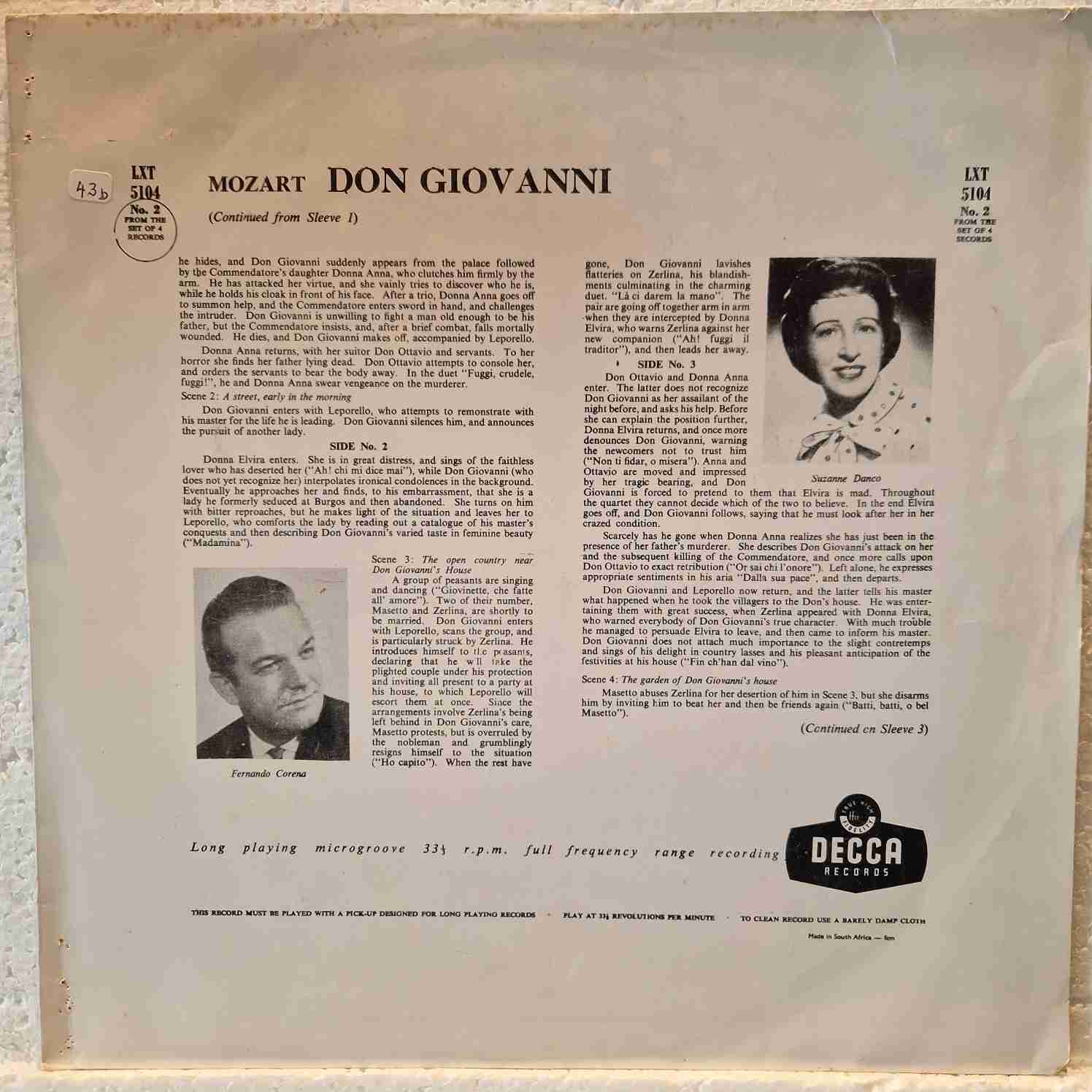 Mozart * , Suzanne Danco , Lisa Della Casa , Hilde Gueden * , Anton Dermota , Cesare Siepi , Fernando Corena , Kurt Boehme * , Walter Berry cu Corul Operei de Stat din Viena * și Orchestra Filarmonicii din Viena *, dirijor Josef Krips –Don Giovanni Disc vinil LP - imagine 2