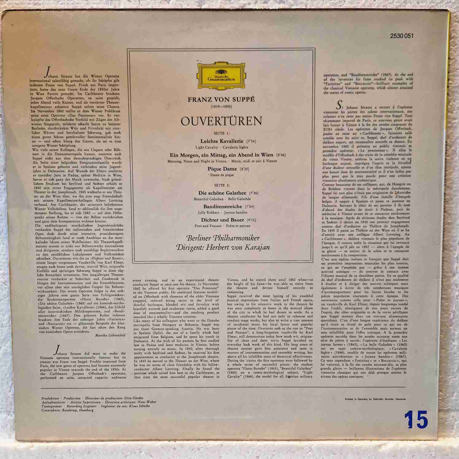 Suppé * - Berliner Philharmoniker , Herbert von Karajan –Ouvertüren - Leichte Kavallerie·Pique Dame·Die Schöne Galathée·Dichter Und Bauer UA Disc vinil LP - imagine 2