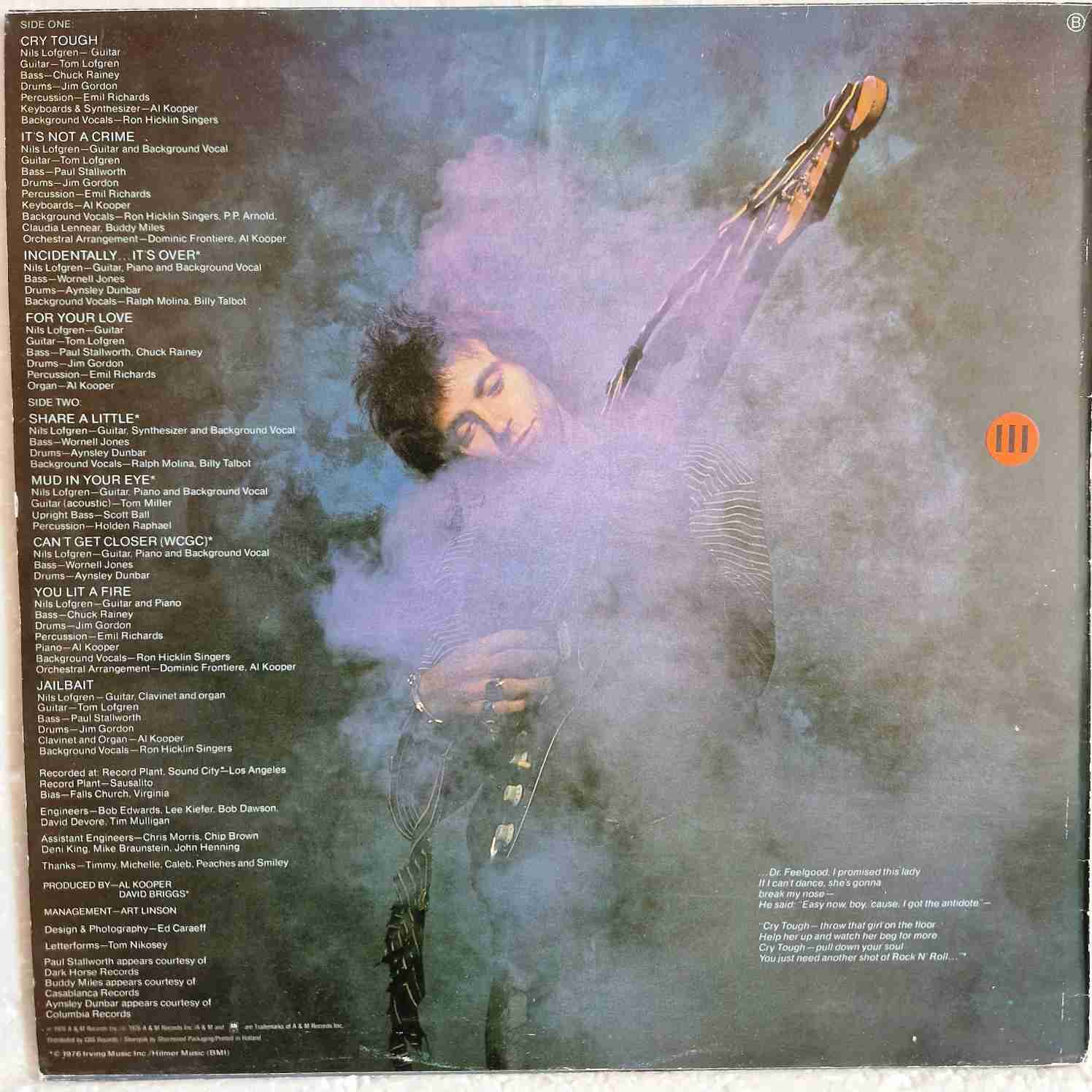 Nils Lofgren – Cry Tough Disc vinil LP - imagine 2