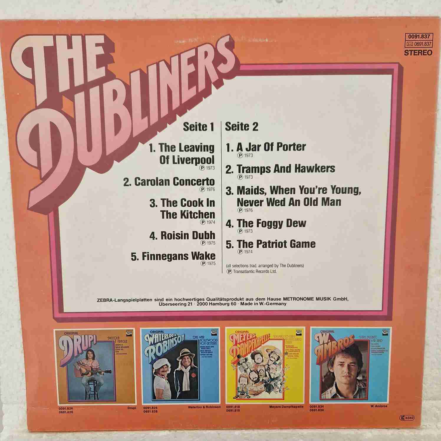 The Dubliners – Irish Folksongs Disc vinil LP - imagine 2